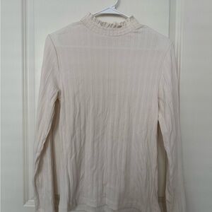 LOFT Cream Long Sleeve Turtleneck Top